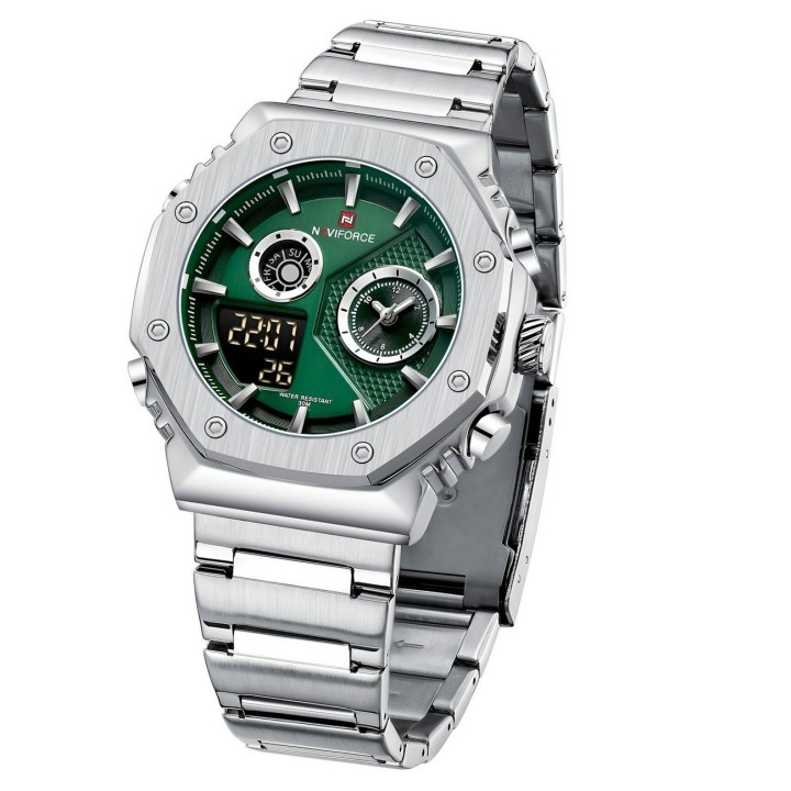 Reloj Naviforce Casual Nf9216s Digital Hombre Acero+ Estuche