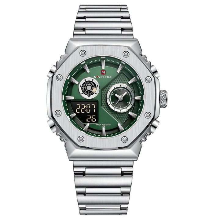 Reloj Naviforce Casual Nf9216s Digital Hombre Acero+ Estuche