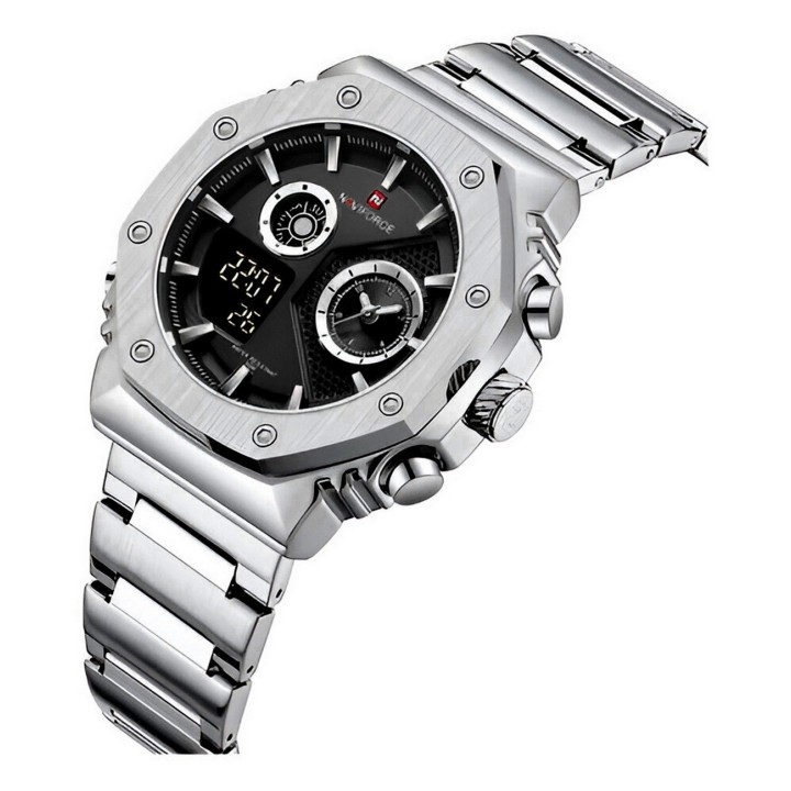 Reloj Naviforce Casual Nf9216s Digital Hombre Acero+ Estuche