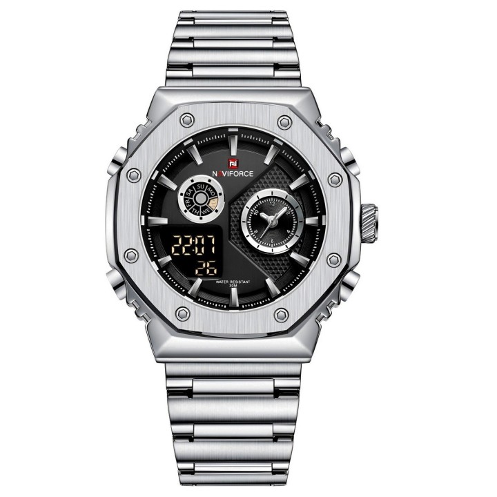 Reloj Naviforce Casual Nf9216s Digital Hombre Acero+ Estuche
