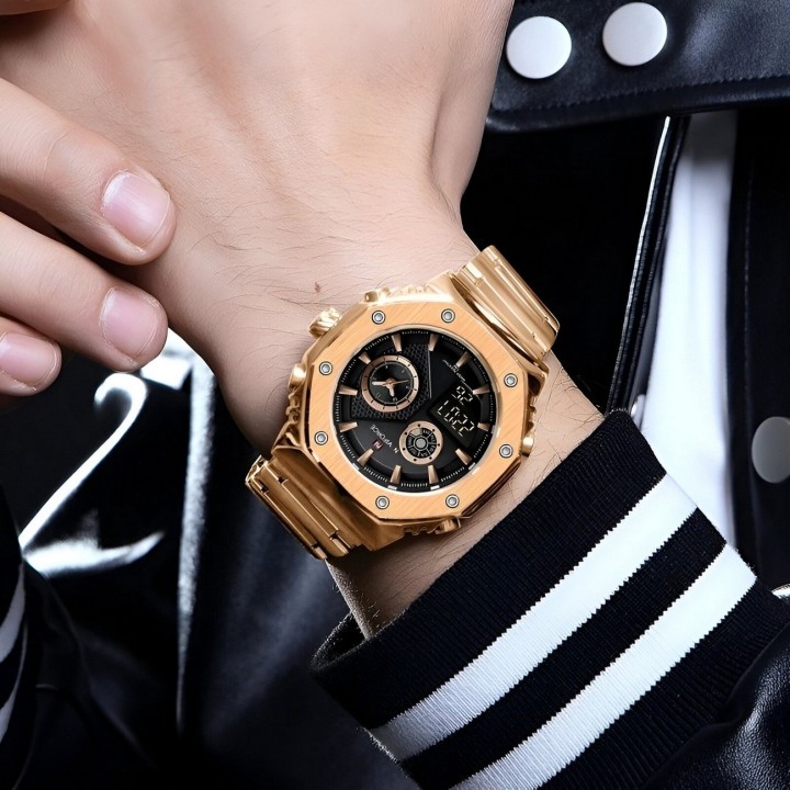 Reloj Naviforce Casual Nf9216s Digital Hombre Acero+ Estuche