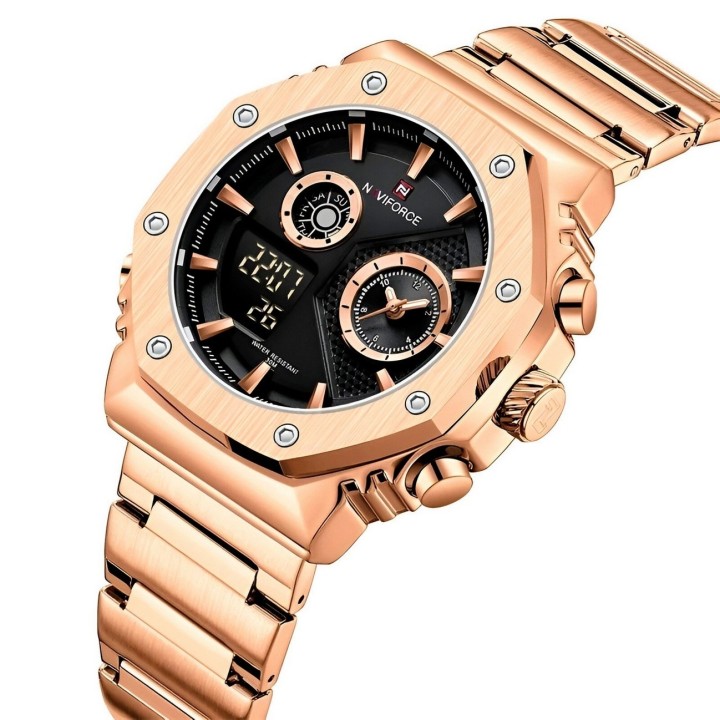 Reloj Naviforce Casual Nf9216s Digital Hombre Acero+ Estuche