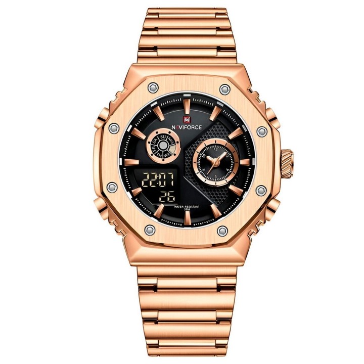 Reloj Naviforce Casual Nf9216s Digital Hombre Acero+ Estuche