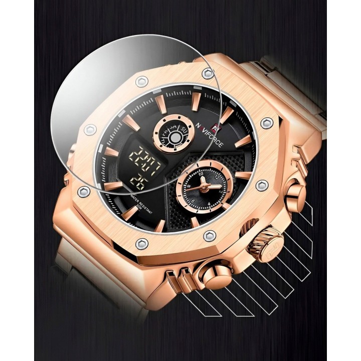 Reloj Naviforce Casual Nf9216s Digital Hombre Acero+ Estuche