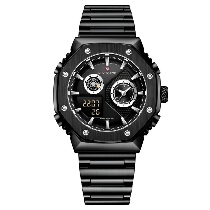 Reloj Naviforce Casual Nf9216s Digital Hombre Acero+ Estuche