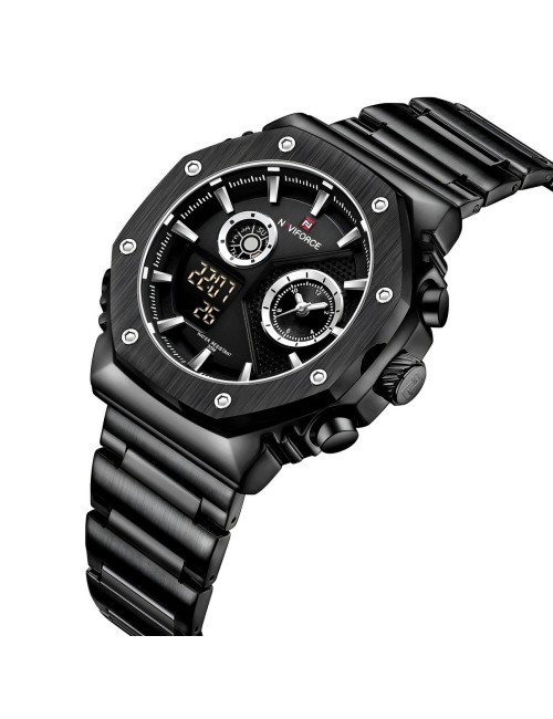 Reloj Naviforce Casual Nf9216s Digital Hombre Acero+ Estuche