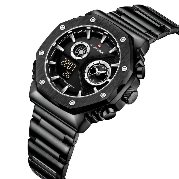Reloj Naviforce Casual Nf9216s Digital Hombre Acero+ Estuche