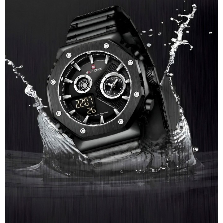 Reloj Naviforce Casual Nf9216s Digital Hombre Acero+ Estuche