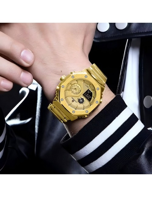 Reloj Naviforce Casual Nf9216s Digital Hombre Acero+ Estuche