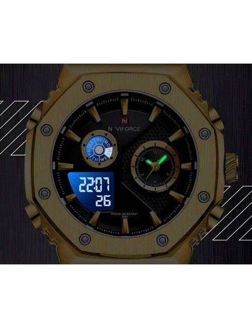 Reloj Naviforce Casual Nf9216s Digital Hombre Acero+ Estuche