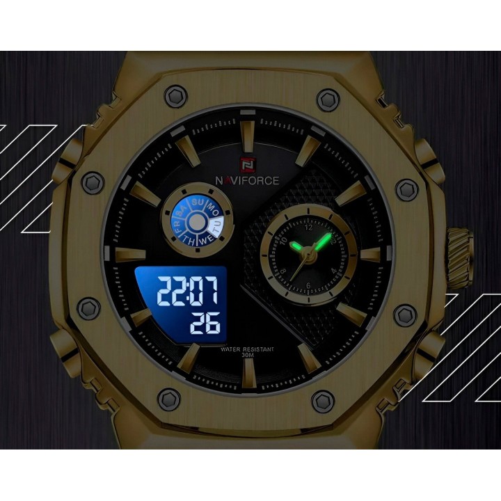 Reloj Naviforce Casual Nf9216s Digital Hombre Acero+ Estuche