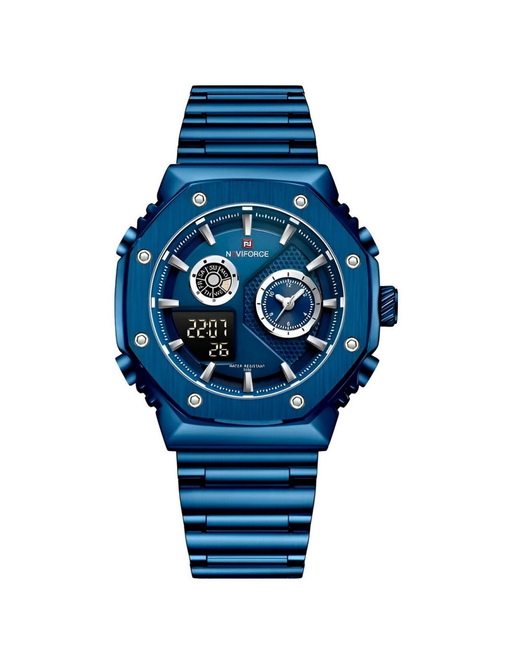 Reloj Naviforce Casual Nf9216s Digital Hombre Acero+ Estuche
