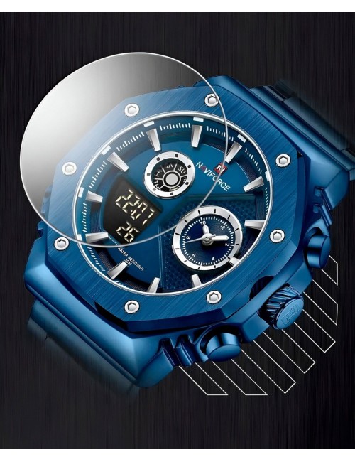 Reloj Naviforce Casual Nf9216s Digital Hombre Acero+ Estuche