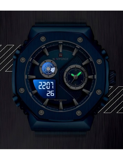 Reloj Naviforce Casual Nf9216s Digital Hombre Acero+ Estuche
