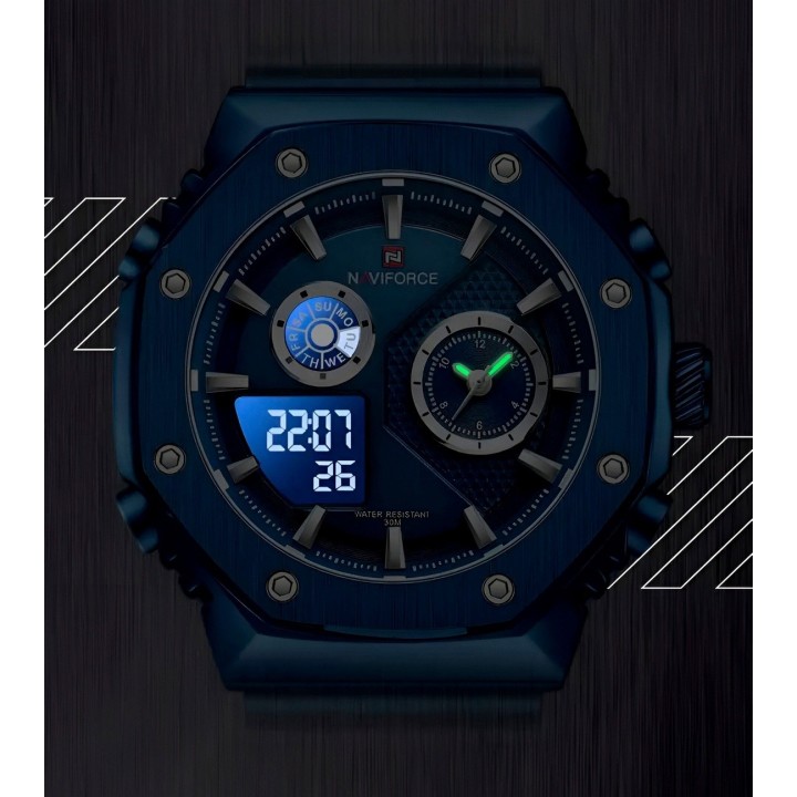 Reloj Naviforce Casual Nf9216s Digital Hombre Acero+ Estuche