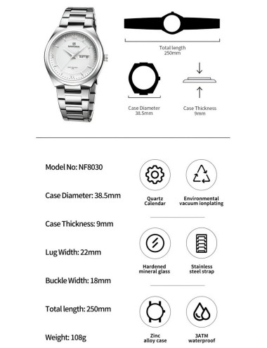 Reloj Naviforce Casual Nf8030 Crono Hombre Acero+ Estuche