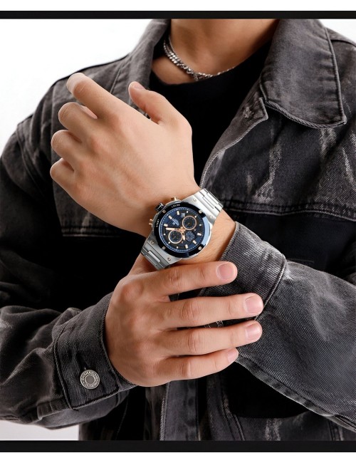 Reloj Naviforce Casual Nf8072 Crono Hombre Acero+ Estuche