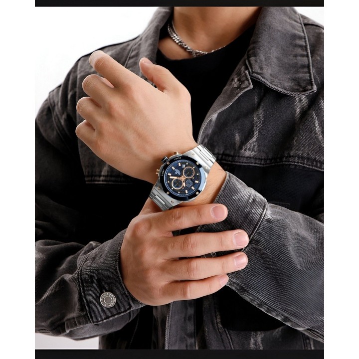 Reloj Naviforce Casual Nf8072 Crono Hombre Acero+ Estuche