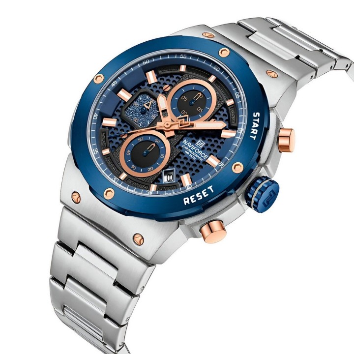 Reloj Naviforce Casual Nf8072 Crono Hombre Acero+ Estuche