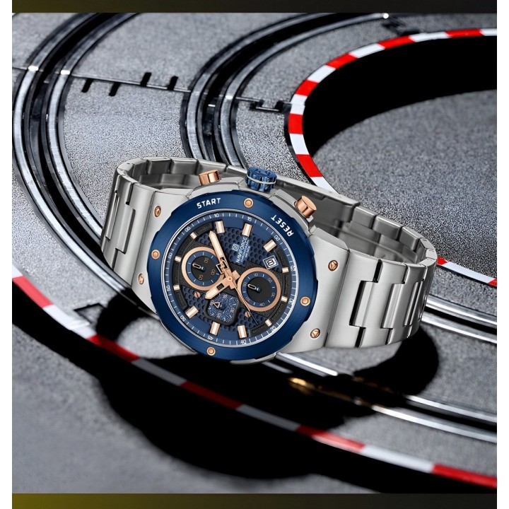 Reloj Naviforce Casual Nf8072 Crono Hombre Acero+ Estuche