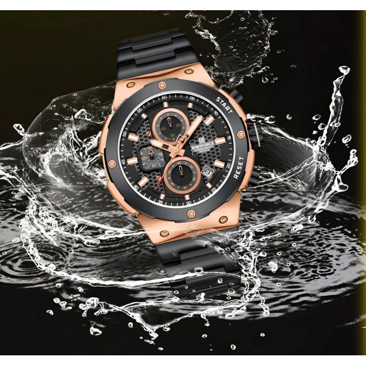 Reloj Naviforce Casual Nf8072 Crono Hombre Acero+ Estuche
