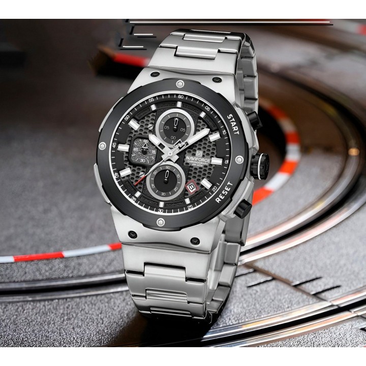 Reloj Naviforce Casual Nf8072 Crono Hombre Acero+ Estuche