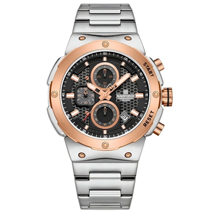 Reloj Naviforce Casual Nf8072 Crono Hombre Acero+ Estuche