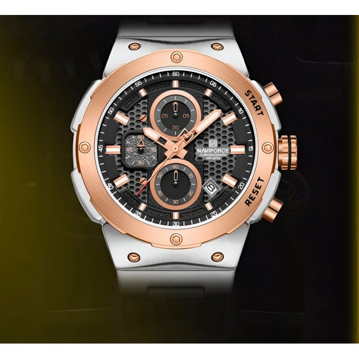 Reloj Naviforce Casual Nf8072 Crono Hombre Acero+ Estuche