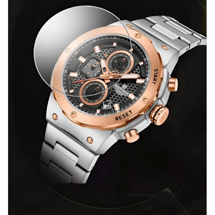 Reloj Naviforce Casual Nf8072 Crono Hombre Acero+ Estuche