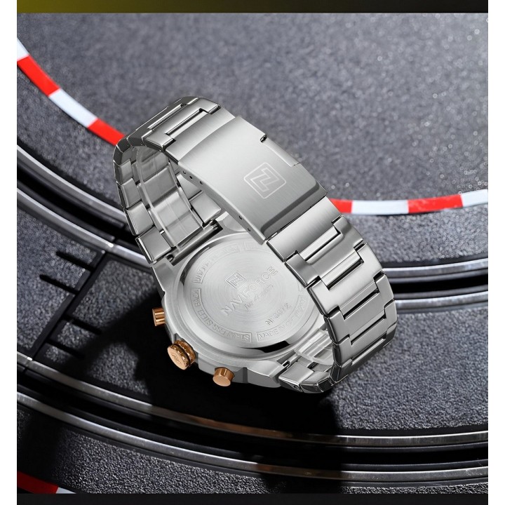 Reloj Naviforce Casual Nf8072 Crono Hombre Acero+ Estuche
