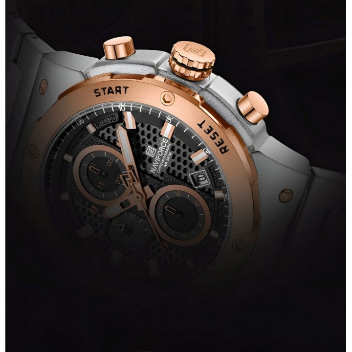 Reloj Naviforce Casual Nf8072 Crono Hombre Acero+ Estuche