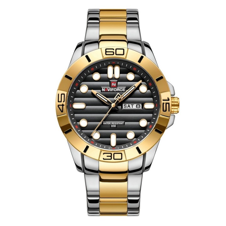 Reloj Naviforce Casual Nf9198 Crono Hombre Acero+ Estuche
