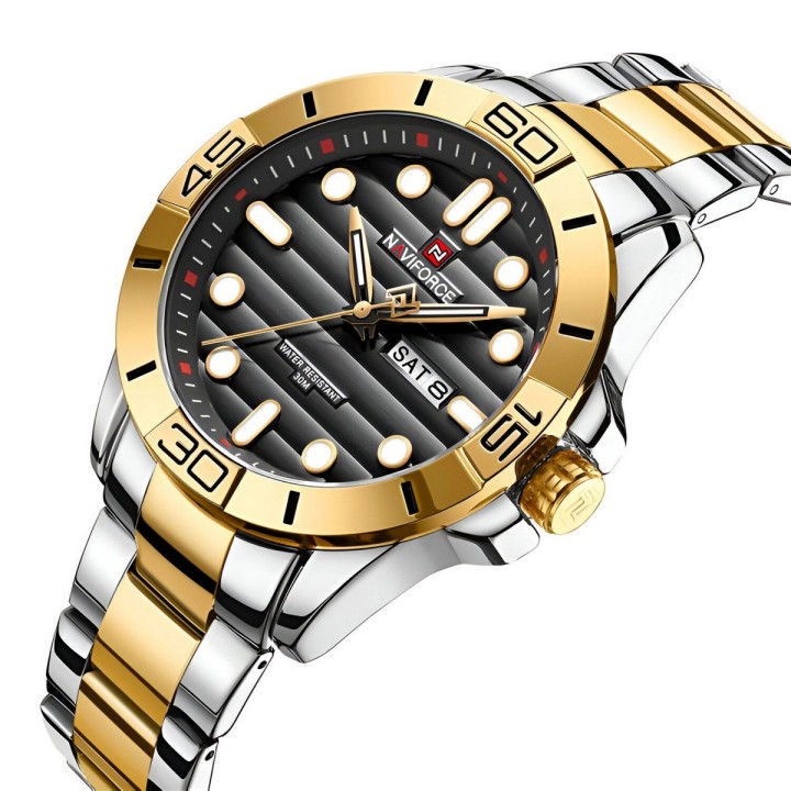Reloj Naviforce Casual Nf9198 Crono Hombre Acero+ Estuche