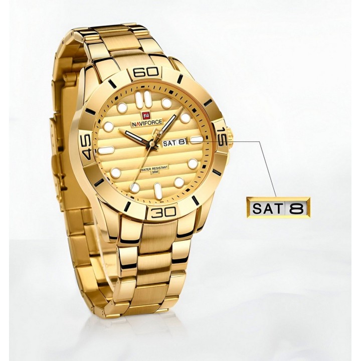 Reloj Naviforce Casual Nf9198 Crono Hombre Acero+ Estuche