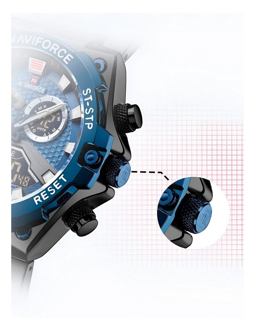 Reloj Naviforce Casual Nf9207 Crono Hombre Acero+ Estuche