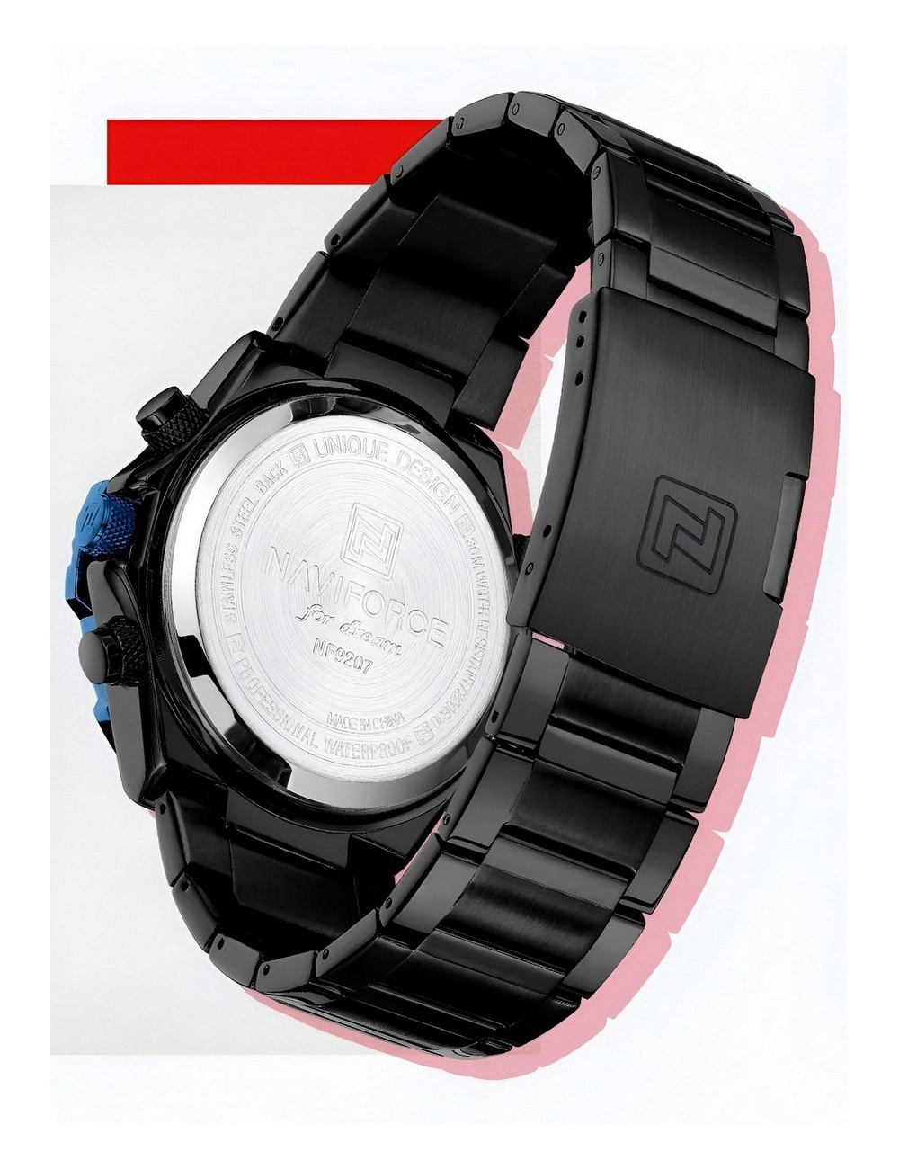 Reloj Naviforce Casual Nf9207 Crono Hombre Acero+ Estuche