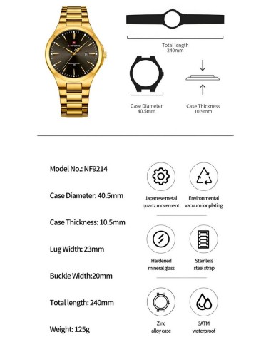 Reloj Naviforce Casual Nf9214 Crono Hombre Acero+ Estuche