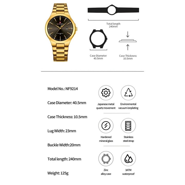 Reloj Naviforce Casual Nf9214 Crono Hombre Acero+ Estuche