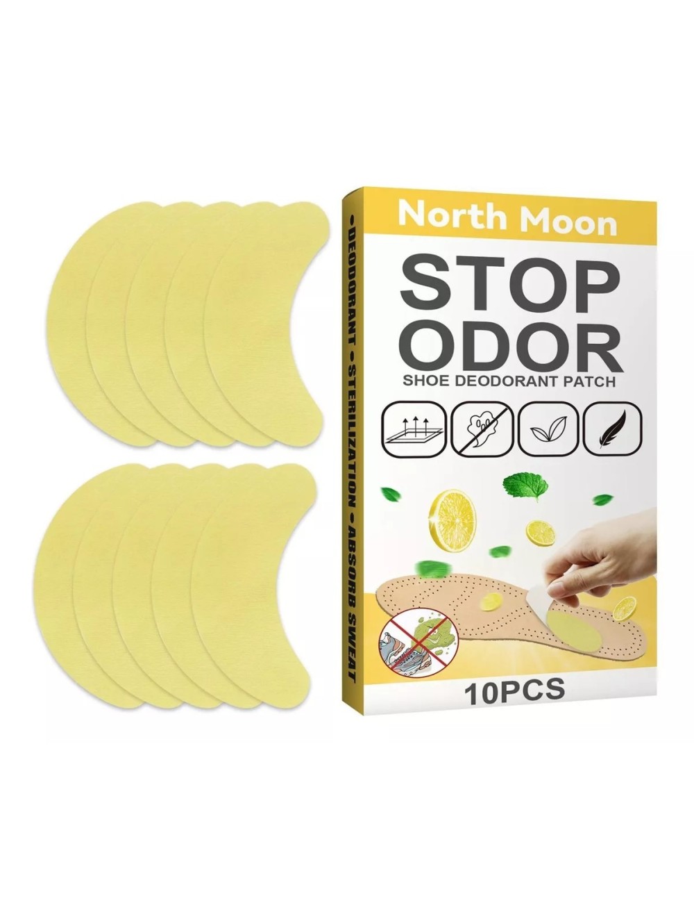 10 Parches Quita Olor De Zapatos Plantilla Antibacterias