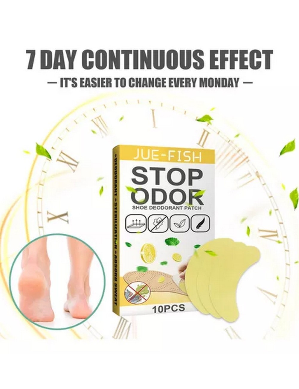 10 Parches Quita Olor De Zapatos Plantilla Antibacterias
