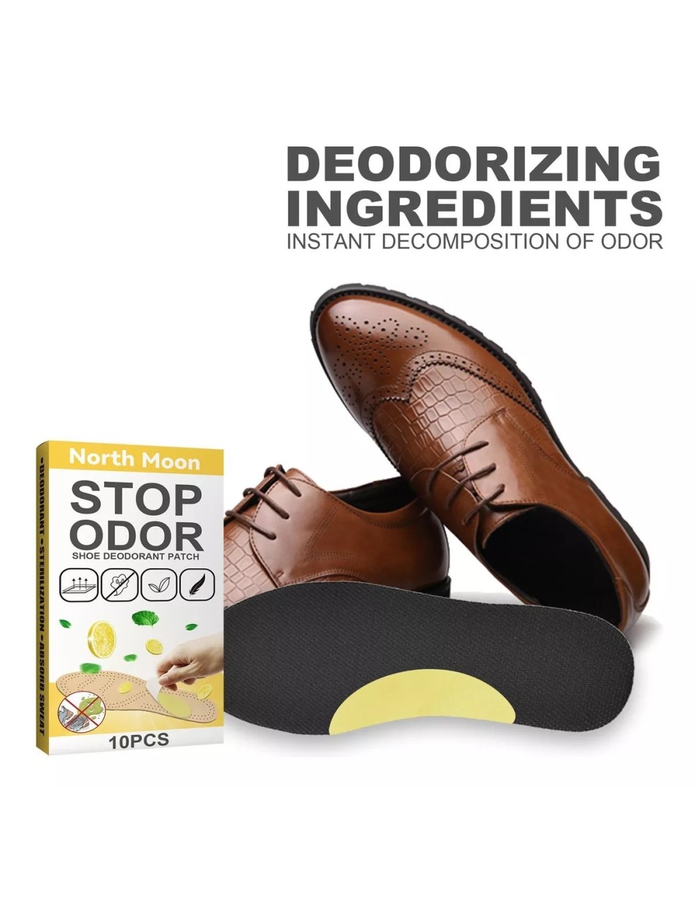 10 Parches Quita Olor De Zapatos Plantilla Antibacterias