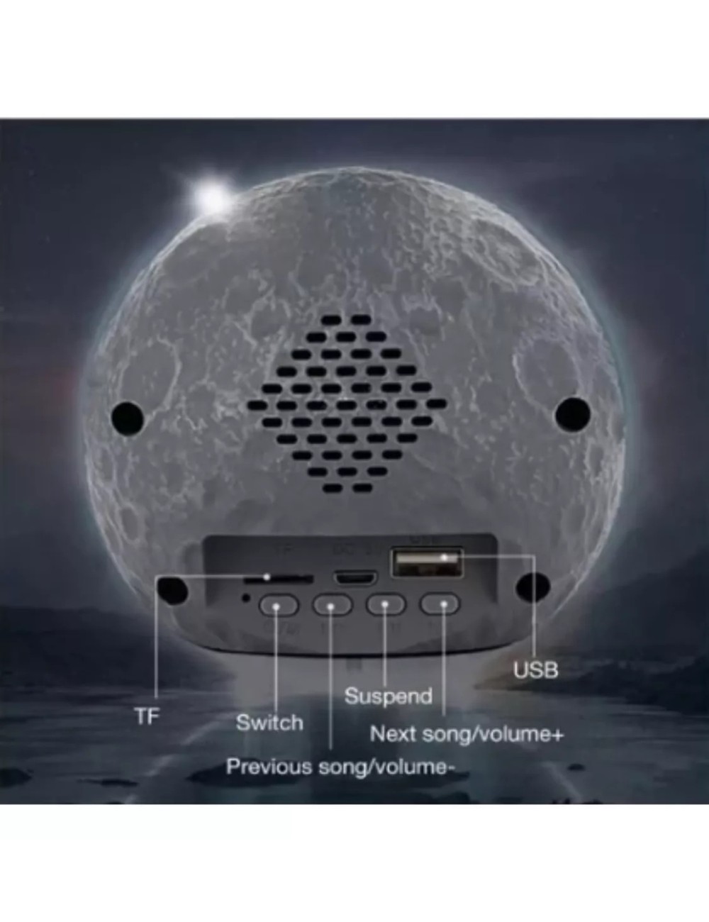 Lampara Astronauta Y Luna Con Luz Led Parlante Recargable