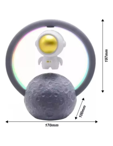 Lampara Astronauta Y Luna Con Luz Led Parlante Recargable