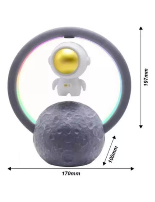 Lampara Astronauta Y Luna Con Luz Led Parlante Recargable