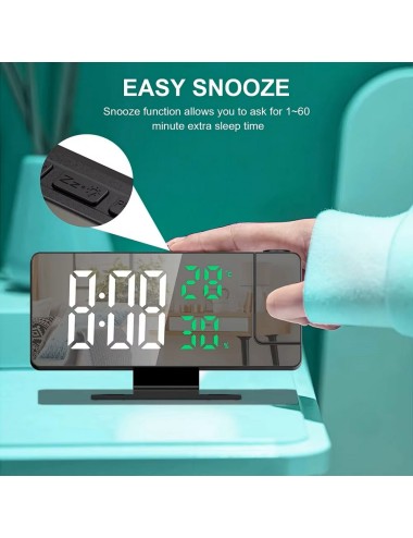 Reloj Despertador Digital Con Proyector De 180° Pantalla Led