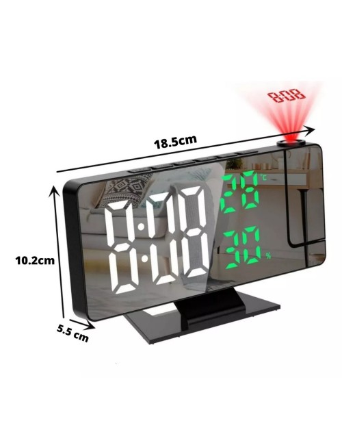 Reloj Despertador Digital Con Proyector De 180° Pantalla Led