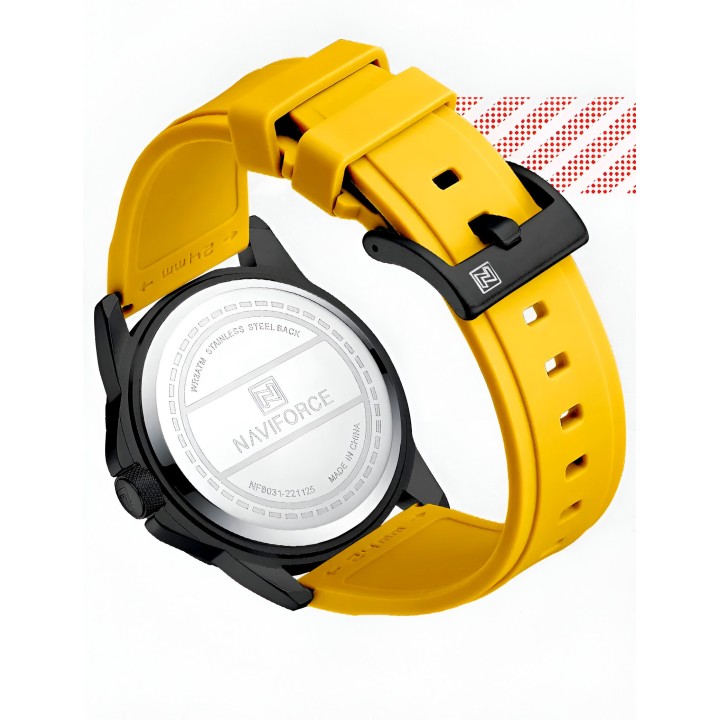 Reloj Naviforce Casual Nf8031 Crono Hombre Goma + Estuche