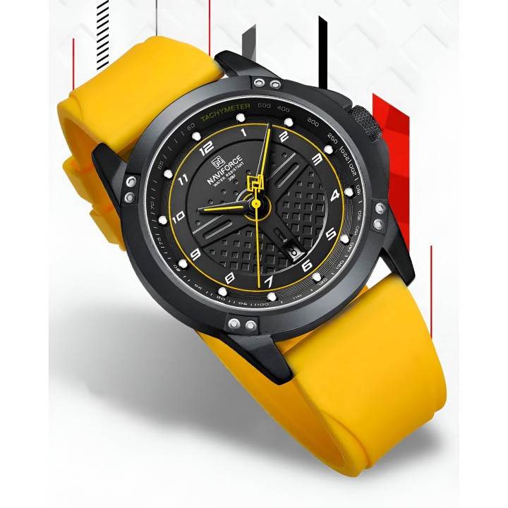 Reloj Naviforce Casual Nf8031 Crono Hombre Goma + Estuche