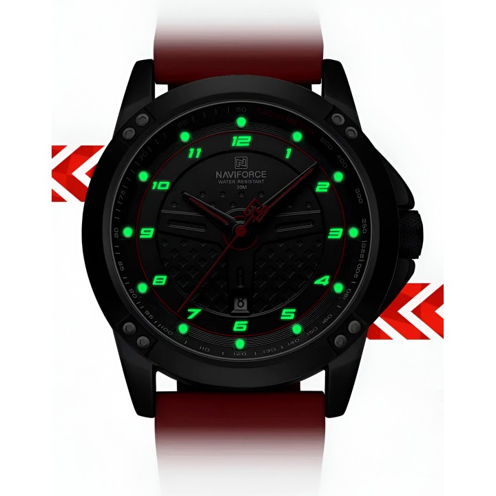 Reloj Naviforce Casual Nf8031 Crono Hombre Goma + Estuche