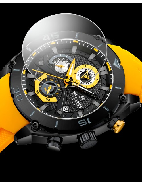 Reloj Naviforce Casual Nf8038 Crono Hombre Goma + Estuche